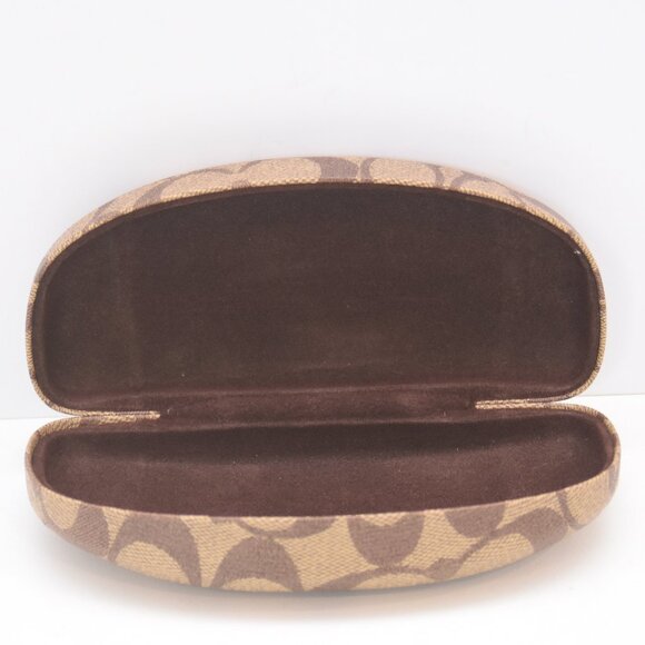 Coach Eyeglass Sunglasses Case Classic Logo Monogram Hard Clamshell Brown - Picture 2 of 12
